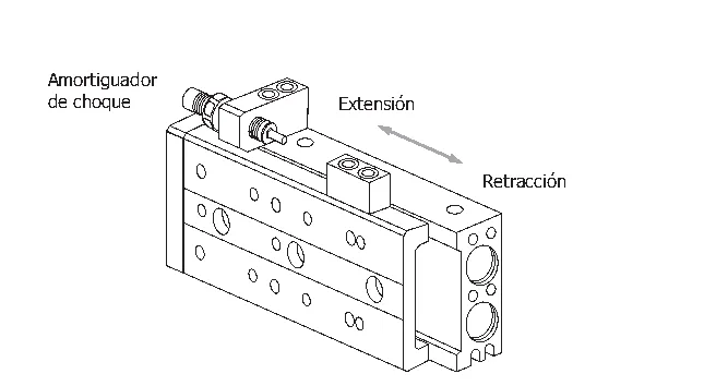 Plano y dimensiones · Cilindros Compactos tipo Mesa Deslizante · Serie CCD
